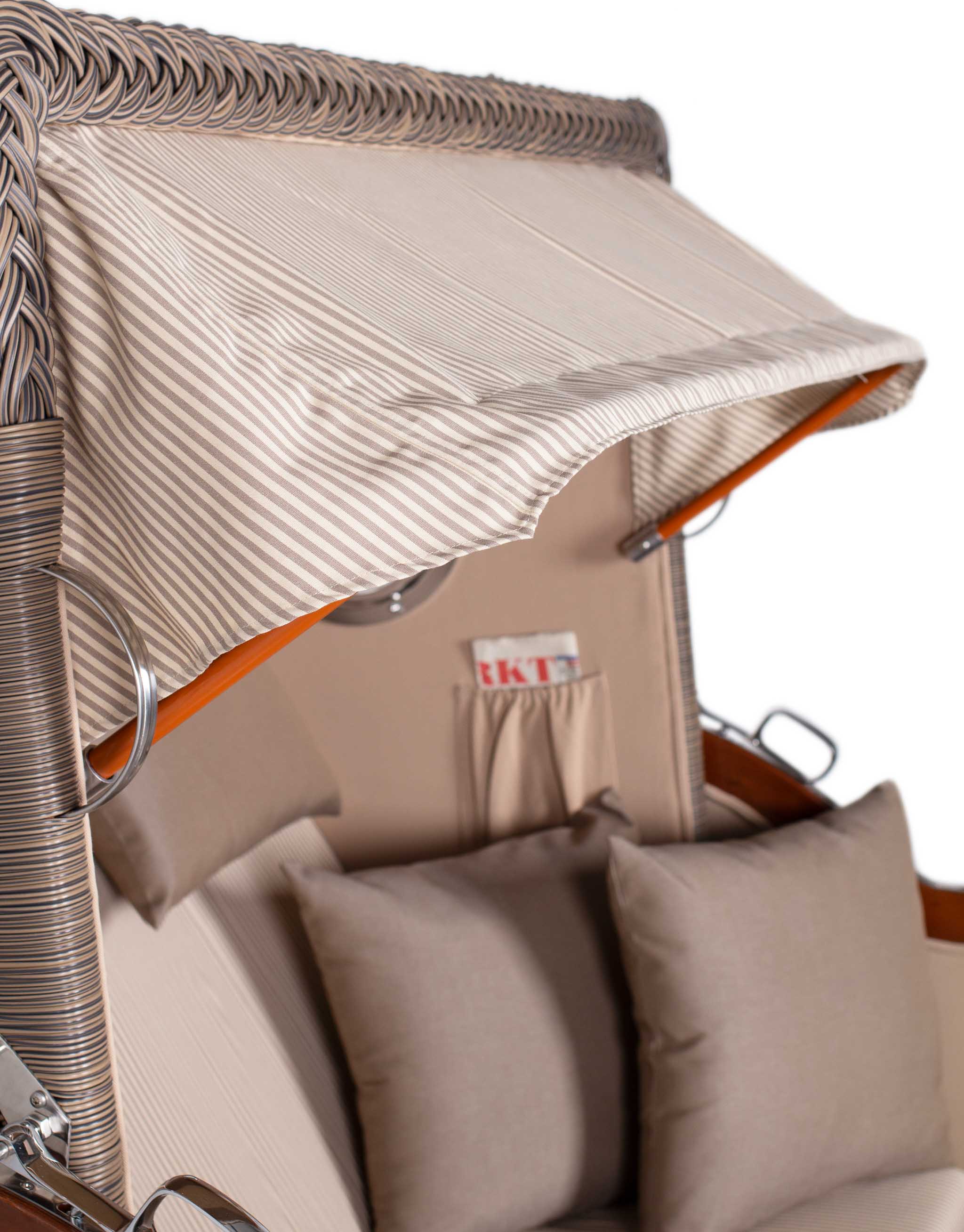 Strandkorb Rantum Bullauge Mahagoni PE Grey Dessin 510 Grau